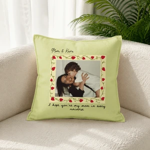 A Hug She Can Keep Forever – Personalized Photo Pillow for Mom with Custom Picture & Names, Mother's Birthday Gift, Personalized Throw Pillow, Multi-Color Cushion Cover