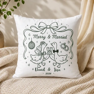 Personalized Goose Wedding Pillow – Romantic Couple Cushion for Home Decor