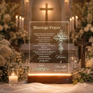 Christian Marriage Prayer LED Night Light Wedding Gift for Newlyweds