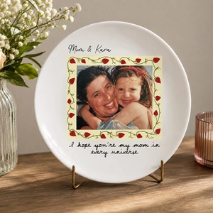 A Love That Lasts Forever - Personalized Mom Photo Jewelry Dish, Custom Picture Trinket Plate, Mother's Birthday Gift, Jewelry Holder, Keepsake Decorative Plate, Multi-Shape Gift