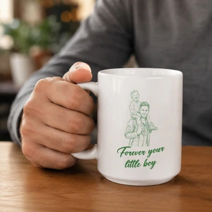 Personalized Father & Son Photo Sketch Coffee Mug | Custom Gift for Dad from Son | Father's Day Ceramic Mug