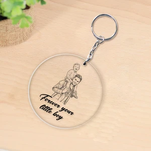 Personalized Father & Son Keychain –  Acrylic Photo Keyring Gift for Dad, Custom Memorial/Family Keepsake