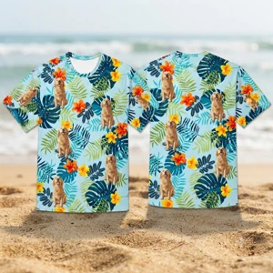 Custom Pet Face T Shirt Personalized Dog Photo Tropical Vacation Shirt