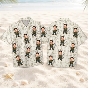 Custom Face Hawaiian Shirt Personalized Dad Photo Vacation Gift Shirt
