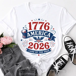 Patriotic America 1776-2026 Land of the Free T-Shirt, 250 Year Independence Day Celebration Tee