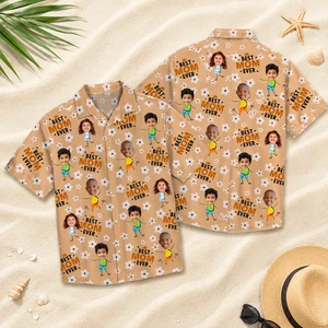 Custom Face Kids Hawaiian Shirt Best Mom Grandma Ever Personalized Flower Pattern Gift for Mom