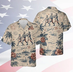 250 Years of America Hawaiian Shirt, Spirit of 76 Patriotic 4th of July 1776-2026 AOP Hawaii Shirt