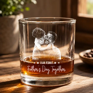 Custom Photo Pencil Sketch Best Dad Ever - Personalized Whiskey Glass