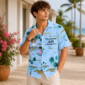 This Awesome Dad / Mom Belongs To Custom Kids Hawaiian Shirt - Personalized Kids Face Photo and Dad's / Mom's Name