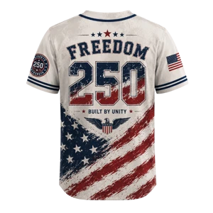 USA 250 Years Anniversary Baseball Jersey Shirt, Patriotic Liberty 1776-2026 4th of July Shirt