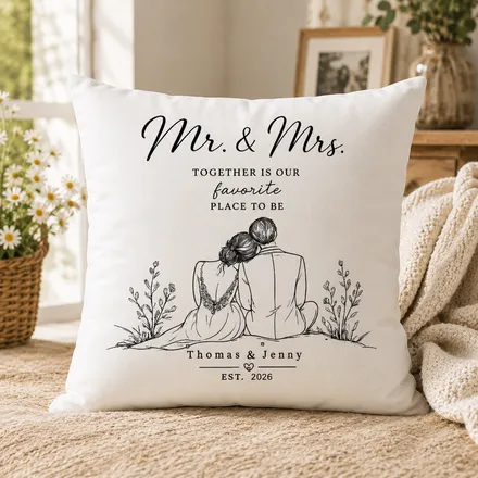 Personalized Love Story Pillow – Custom Couple Names Wedding Anniversary