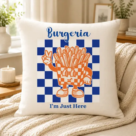 Personalized Custom Burgeria Fries Art Pillow