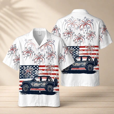 American Pride Jeep Hawaiian Shirt For Independence Day