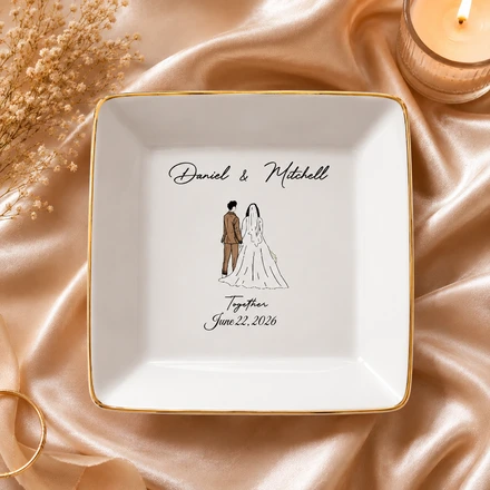 Personalized Wedding Plate, Custom Couple Names Dish, Wedding Keepsake Plate, Bride And Groom Gift, Anniversary Memory Plate