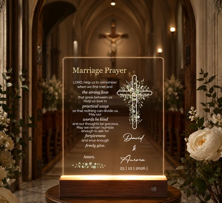 Christian Marriage Prayer Led Night Light Wedding Gift For Newlyweds