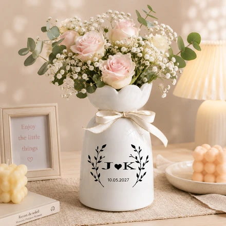 Elegant Custom Ceramic Vase – Personalized Anniversary And Wedding Keepsake