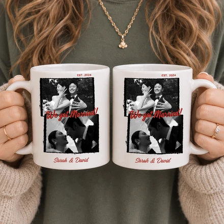 Personalized Couple Photo Mug, Custom Wedding Picture Coffee Mug, Anniversary Gift For Couples, Romantic Photo Mug, Multi-Color Ceramic Mug
