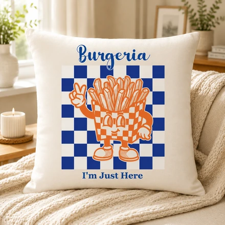 Personalized Custom Burgeria Fries Art Pillow
