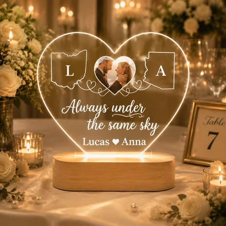Personalized Wedding Love Marriage Two Map Night Light, Custom Acrylic Plaque For Wedding Couple, Long Love Distance Relationship Anniversary Gift