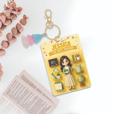 Personalized Teacher Acrylic Keychain – Custom Name Teacher Gift, Best Teacher Appreciation Keychain, Cute Back To School Gift For Women