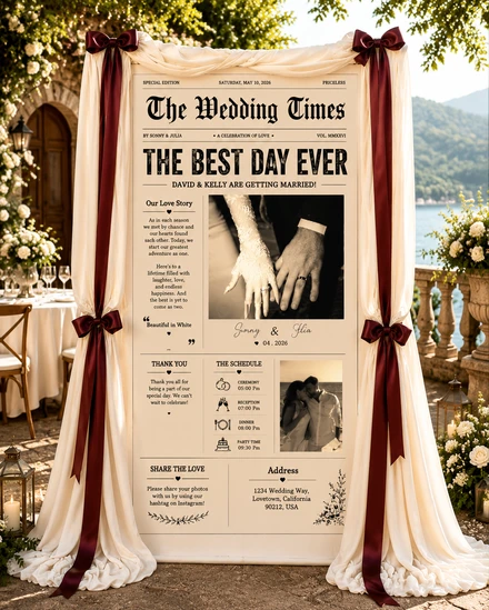 Personalized Wedding "The Wedding Times" Banner