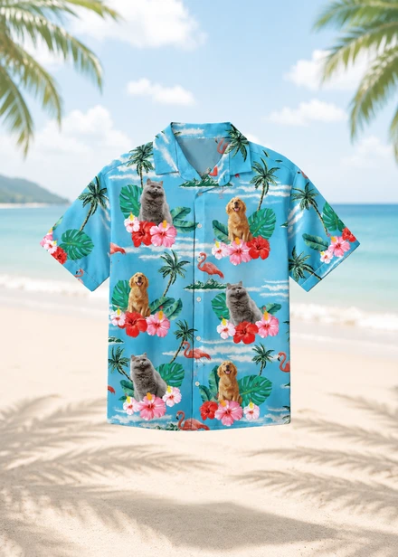 Tropical Pet Hawaiian Shirt Personalized Dog And Cat Faces Vacation Shirt