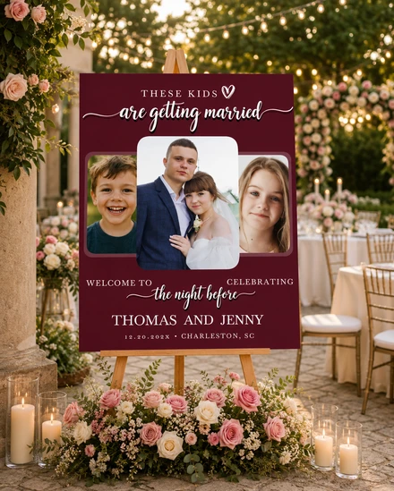 Childhood Photo Welcome Sign - Night Before Template