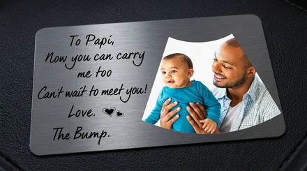 Custom Photo To Daddy Now You Can Carry Me Too - Gift For Dad, Father, New Parents - Personalized Aluminum Wallet Card