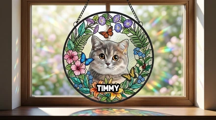 Custom Photo Forever In My Heart, Dear Friend - Memorial Personalized Custom Stained Glass Window Hanging Suncatcher - Sympathy Gift For Pet Owners, Pet Lovers