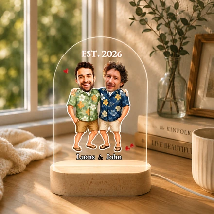 Custom Men In Hawaii Led Lamp – Tropical Keepsake