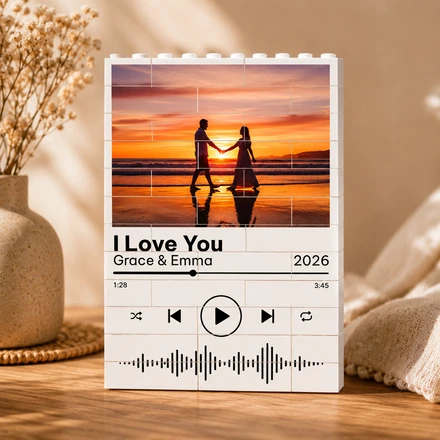 Custom Photo Building Brick Blocks | Valentines Day Gift | Personalized Anniversary Gift | Custom Song Brick Block