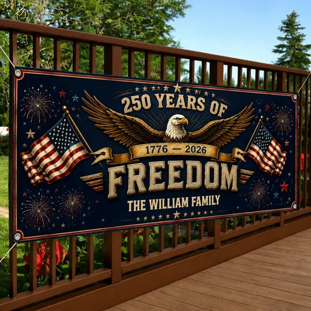 Custom Polyester Outdoor Banner - Personalized America 250th Anniversary Gifts For Mom, Dad, Brother, Sister, Kids - Pride Lives Here