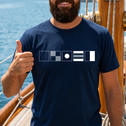 Nautical Signal Flags Classic Tee, Personalized For Your Name, Beachy Everyday Style, Thoughtful Gift