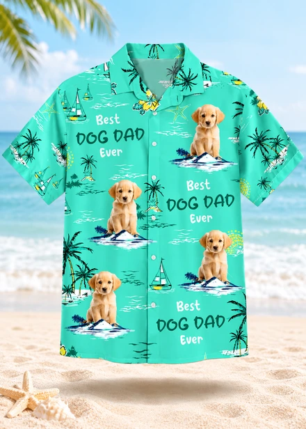 Custom Pet Dad Hawaiian Shirt Personalized Dog And Cat Photo Tropical Shirt