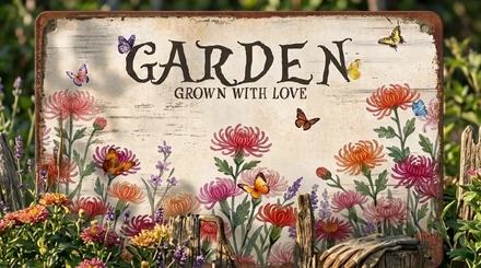 Custom Name & Birth Flower Garden Welcome Sign For Her, Mom, Grandma - Personalized Metal Sign