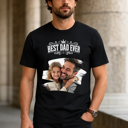 Custom Photo Best Dad Ever No 1 Grandpa - Personalized T Shirt