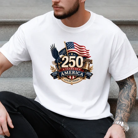 Personalized Patriot Eagle America 250th Anniversary Dark Shirt