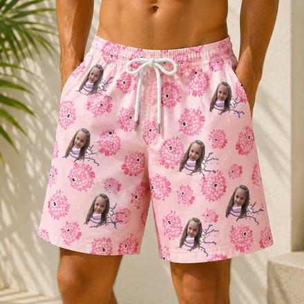 Personalized "Pink Pufferfish" Swim Shorts