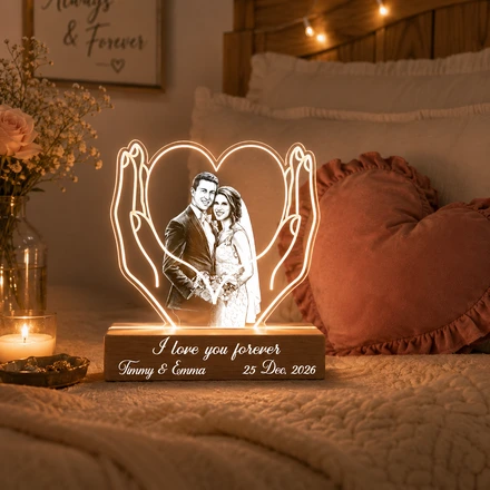 Custom Line Art Wedding Couple Photo Led Acrylic Night Light Personalized Lamp