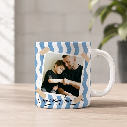 Father'S Day Custom Photo Striped Pattern Father'S Day Gift For Dad, Husband - Personalized Mug