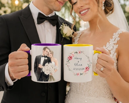 Personalized Couple Custom Name Mug, Custom Wedding Day Mug, Just Married Mug, Bride And Groom Cup 11oz 15oz