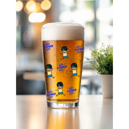 Custom Photo Best Dad Grandpa Ever - Personalized Beer Glass