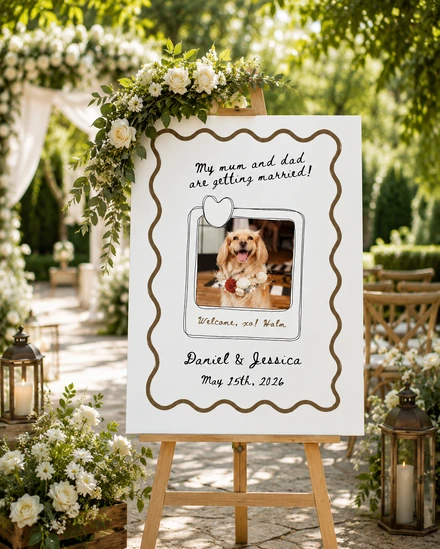 Personalized Dog Wedding Welcome Sign | Custom Printed Pet Wedding Board | "My Humans Are Getting Married" Sign
