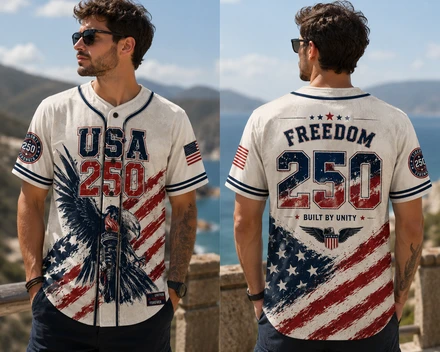 Usa 250 Years Anniversary Baseball Jersey Shirt, Patriotic Liberty 1776-2026 4th Of July Shirt