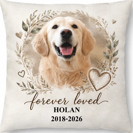 Custom Photo Forever Loved Memorial Dog Cat Family - Personalized Pillow