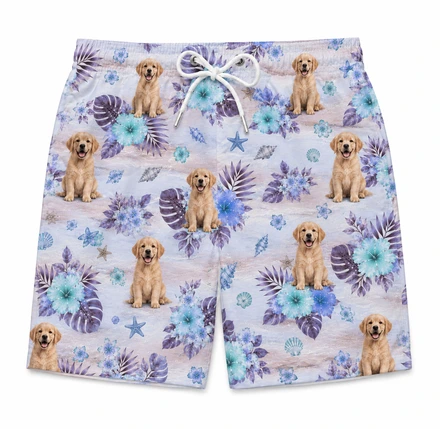 Custom Photo Tropical Hawaiian Aloha Men Beach Shorts - Personalized Summer Vacation And Travel Gifts For Family, Dog Cat Lovers - Life Is Better With Sandy Paws