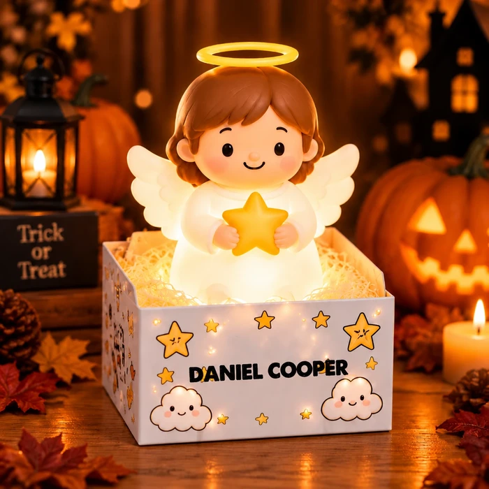 Personalized "Little Angel In Gift Box" Kids Photo & Keepsake Led Night Light