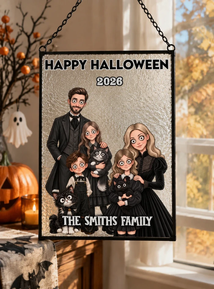 Custom Gothic Family Halloween Suncatcher 2026 Name