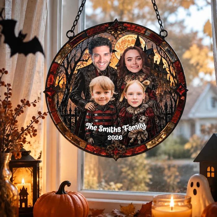 Custom Victorian Gothic Family Halloween Suncatcher