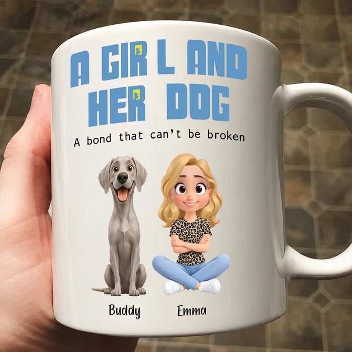 The Special Bond Between A Girl And Her Dog – Personalized Coffee Mug Gift For Dog Lovers